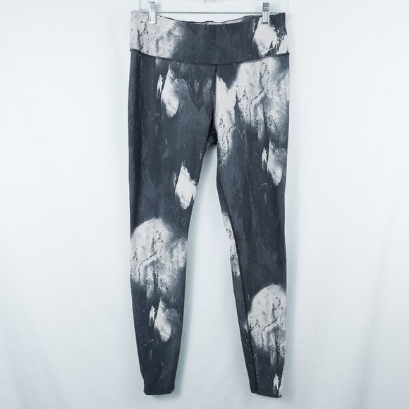 Nike Dri Fit Ten One Athletic Leggings Womens Large Gray White Marble Athleisure - Picture 1 of 16